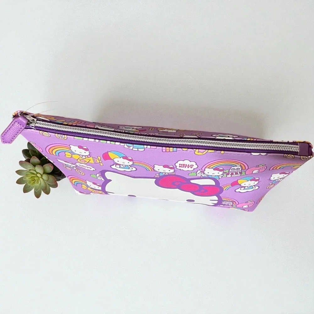Hello Kitty Purple Lavender Cosmetic Bag Pouch Rainbow Dream Zipper Closure